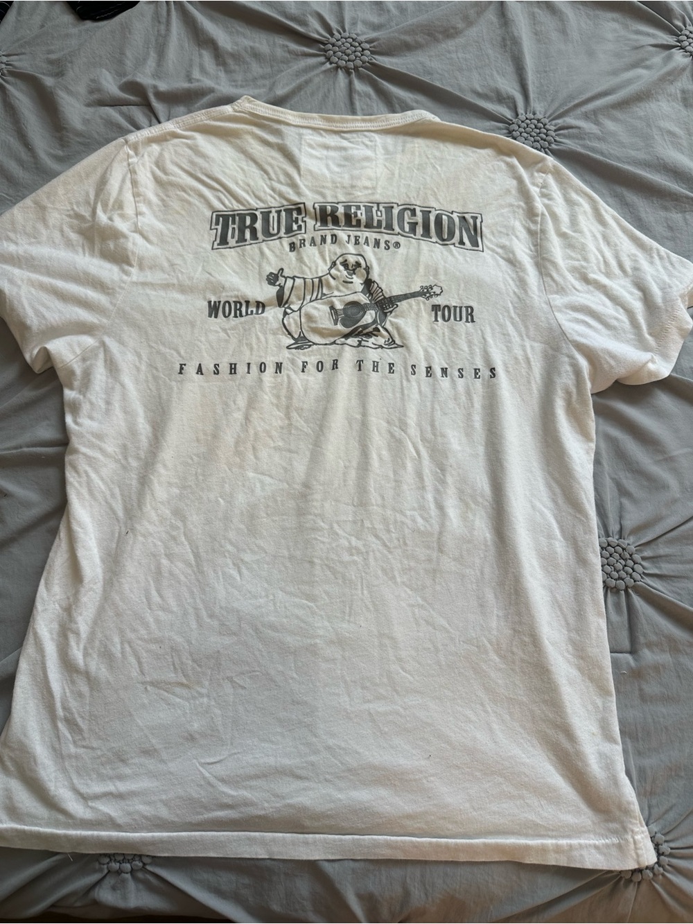 True Religion White Graphic Back-Print Short Sleeve Tee